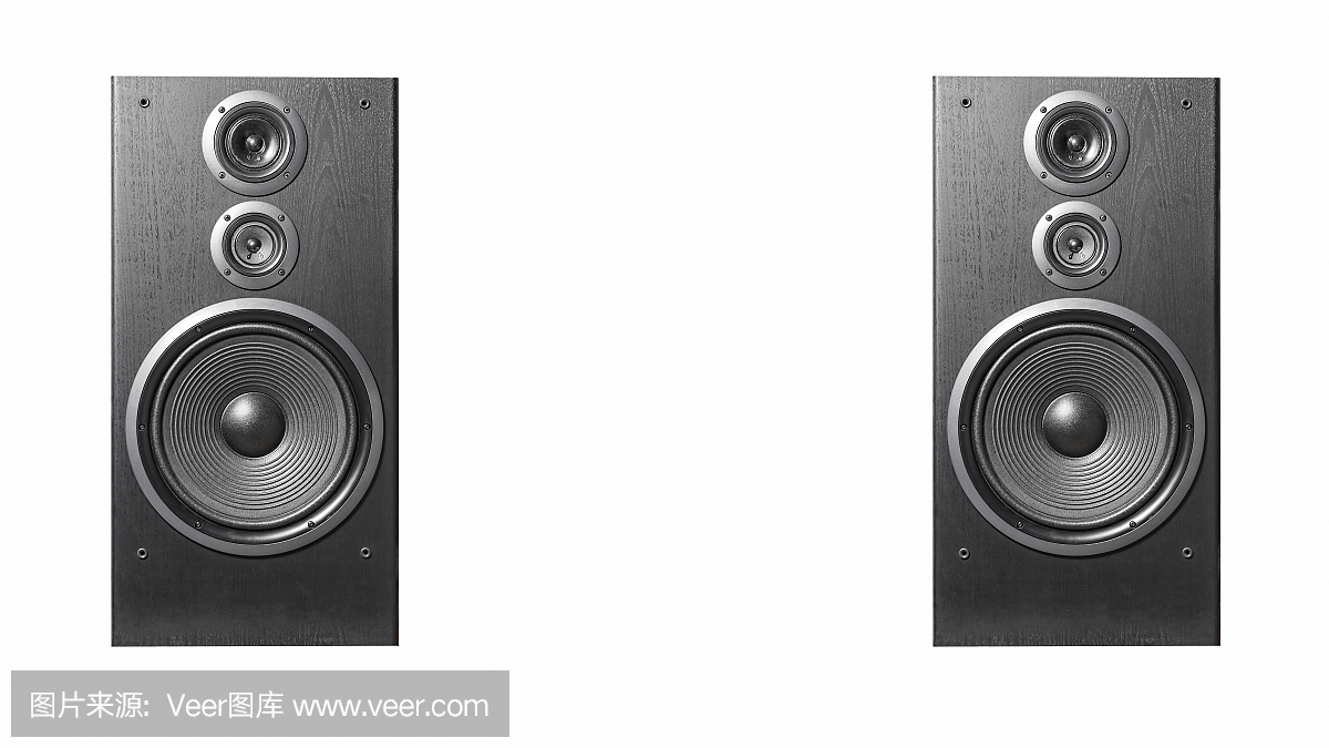 近距離播放高保真黑色揚聲器。專業音響設備